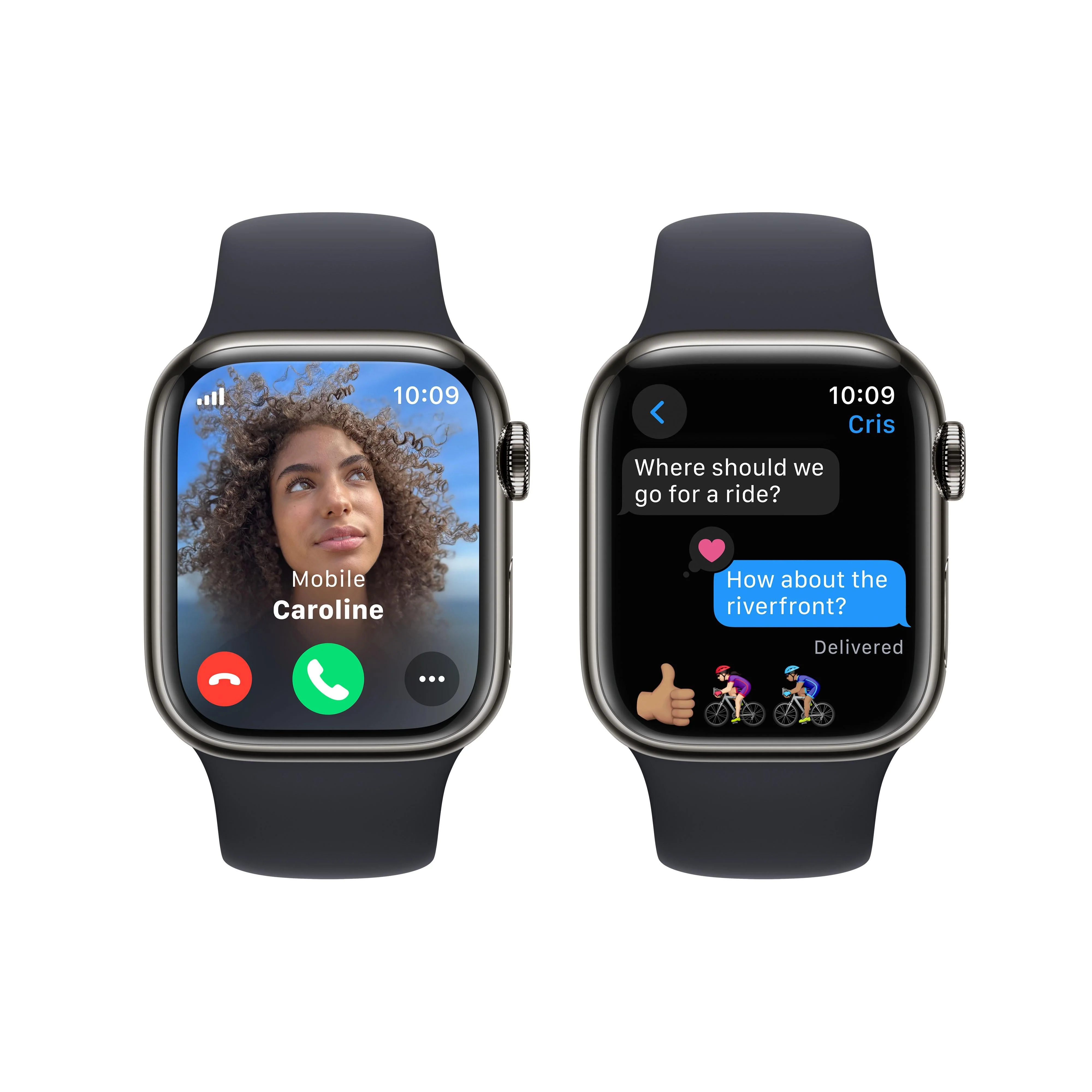 Apple Watch Series 9 GPS + Cellular 41mm Graphite Stainless Steel Case with Midnight Sport Band - S/M - Image 6