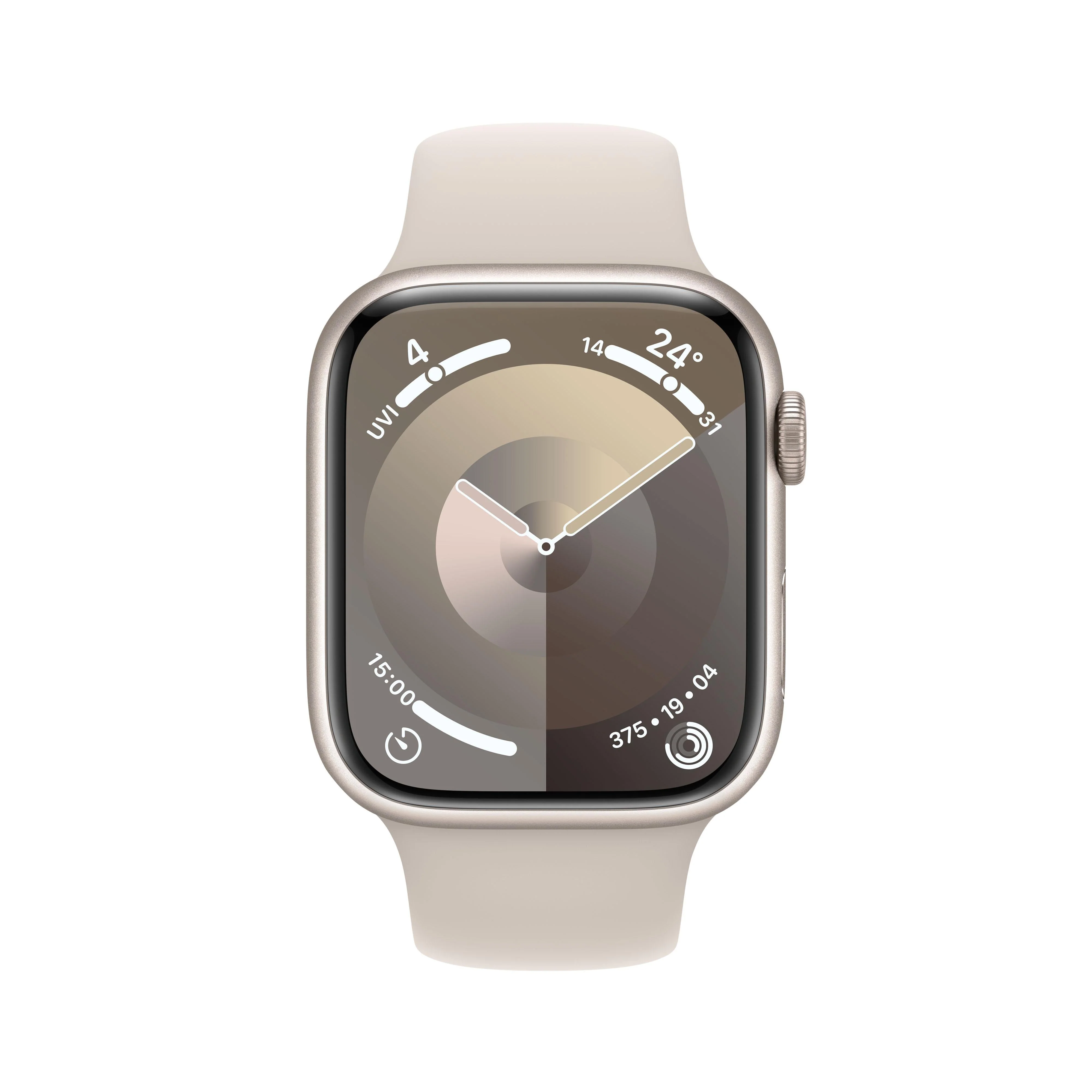 Apple Watch Series 9 GPS + Cellular 45mm Starlight Aluminium Case with Starlight Sport Band - S/M - Image 2