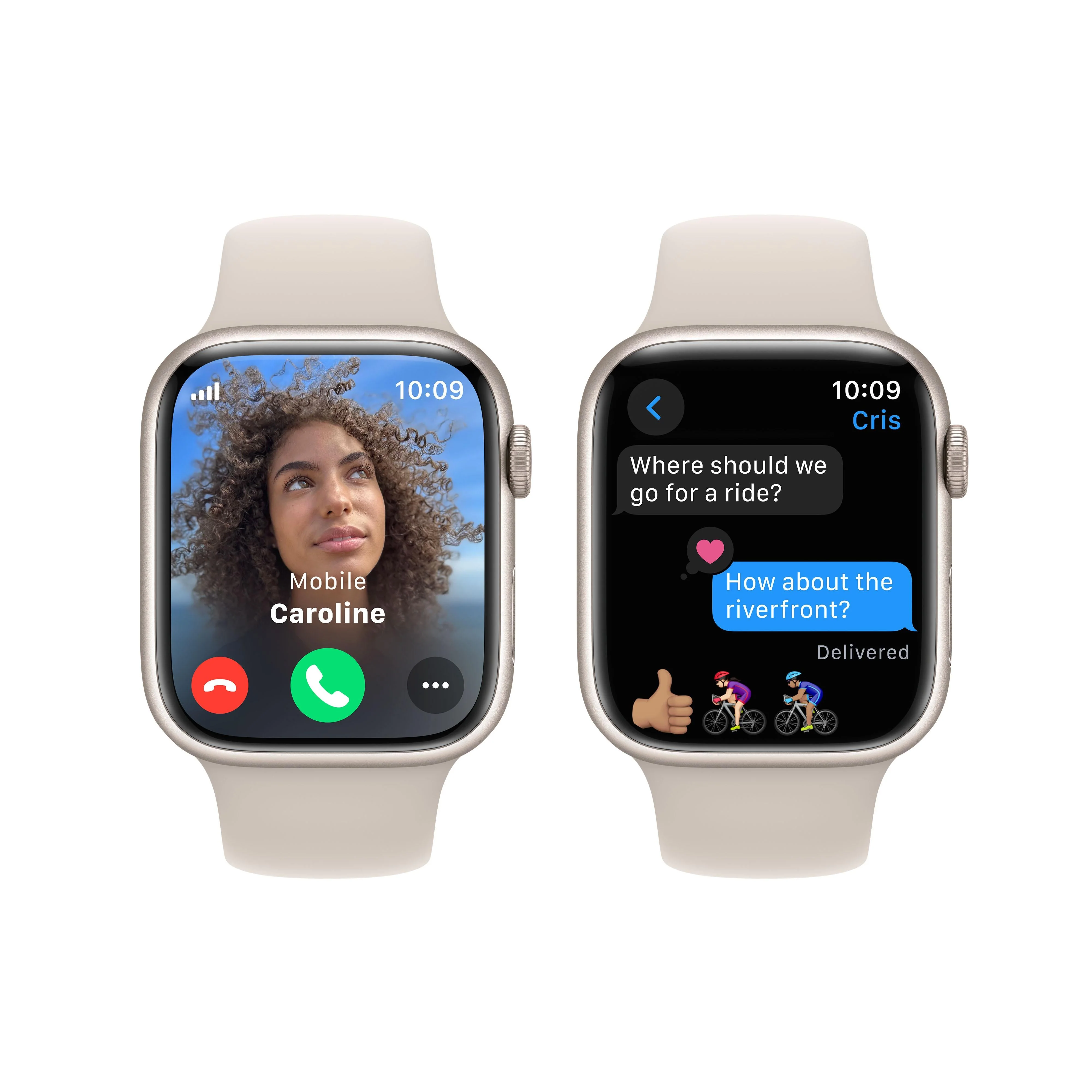 Apple Watch Series 9 GPS + Cellular 45mm Starlight Aluminium Case with Starlight Sport Band - S/M - Image 6