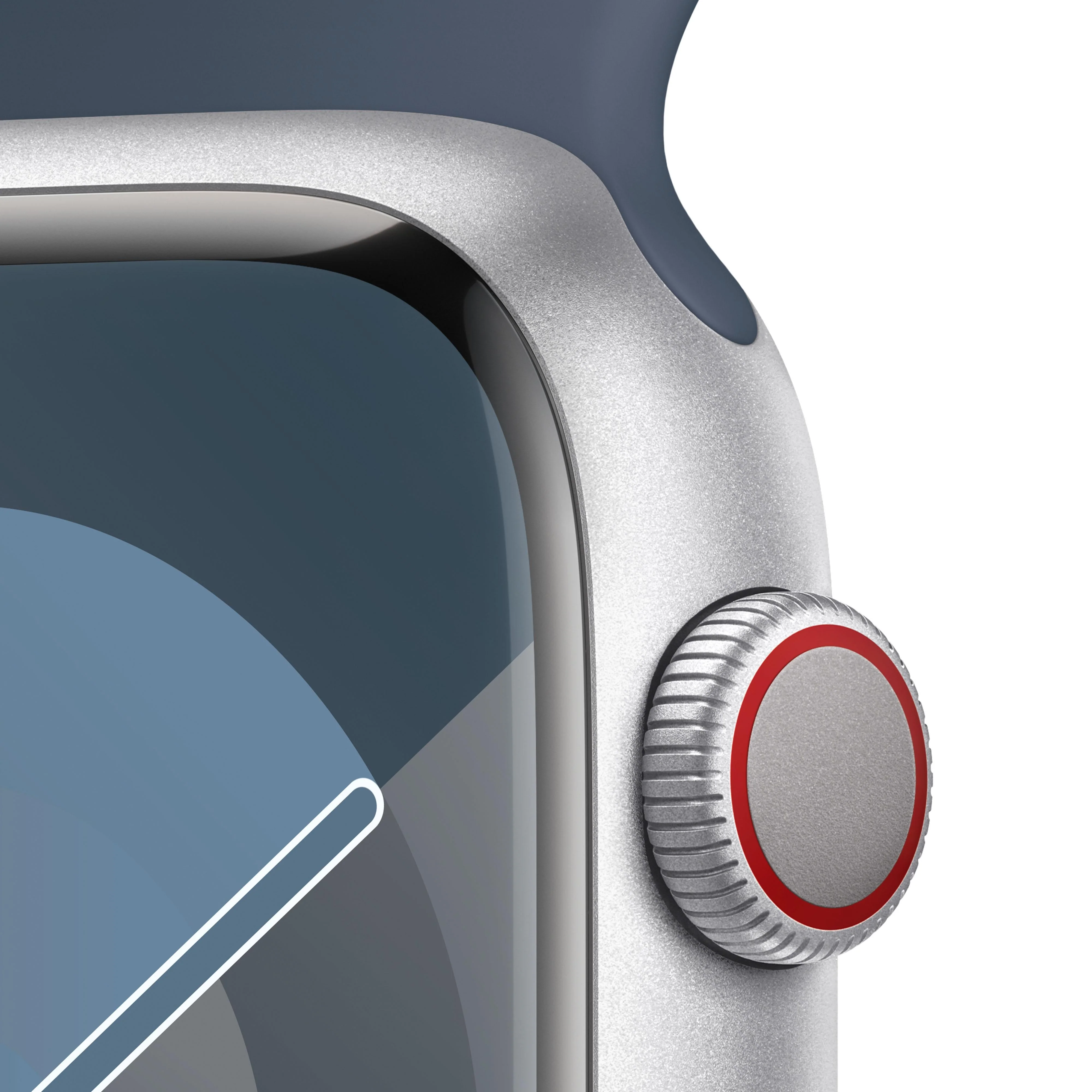 Apple Watch Series 9 GPS + Cellular 45mm Silver Aluminium Case with Storm Blue Sport Band - M/L - Image 3