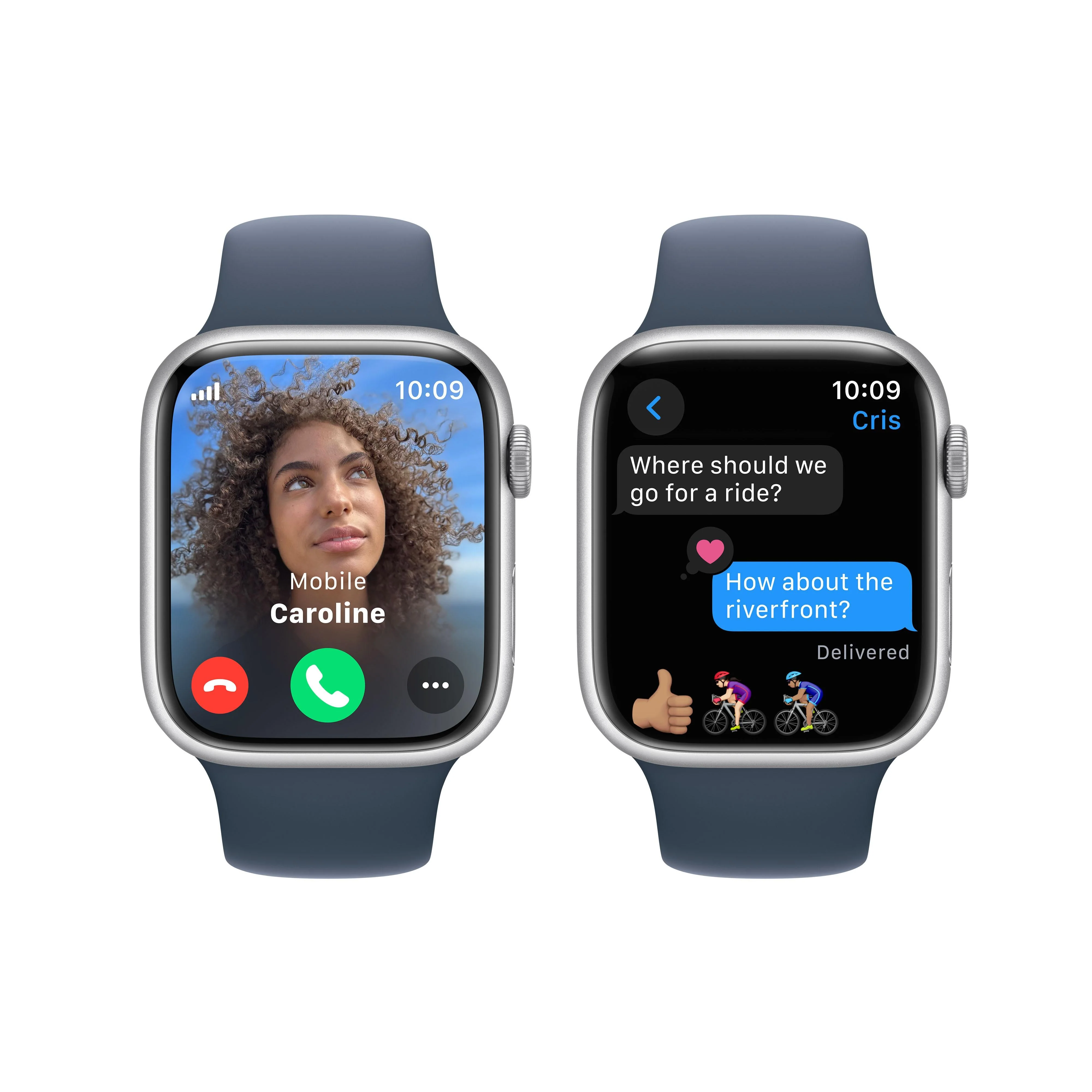 Apple Watch Series 9 GPS + Cellular 45mm Silver Aluminium Case with Storm Blue Sport Band - M/L - Image 6