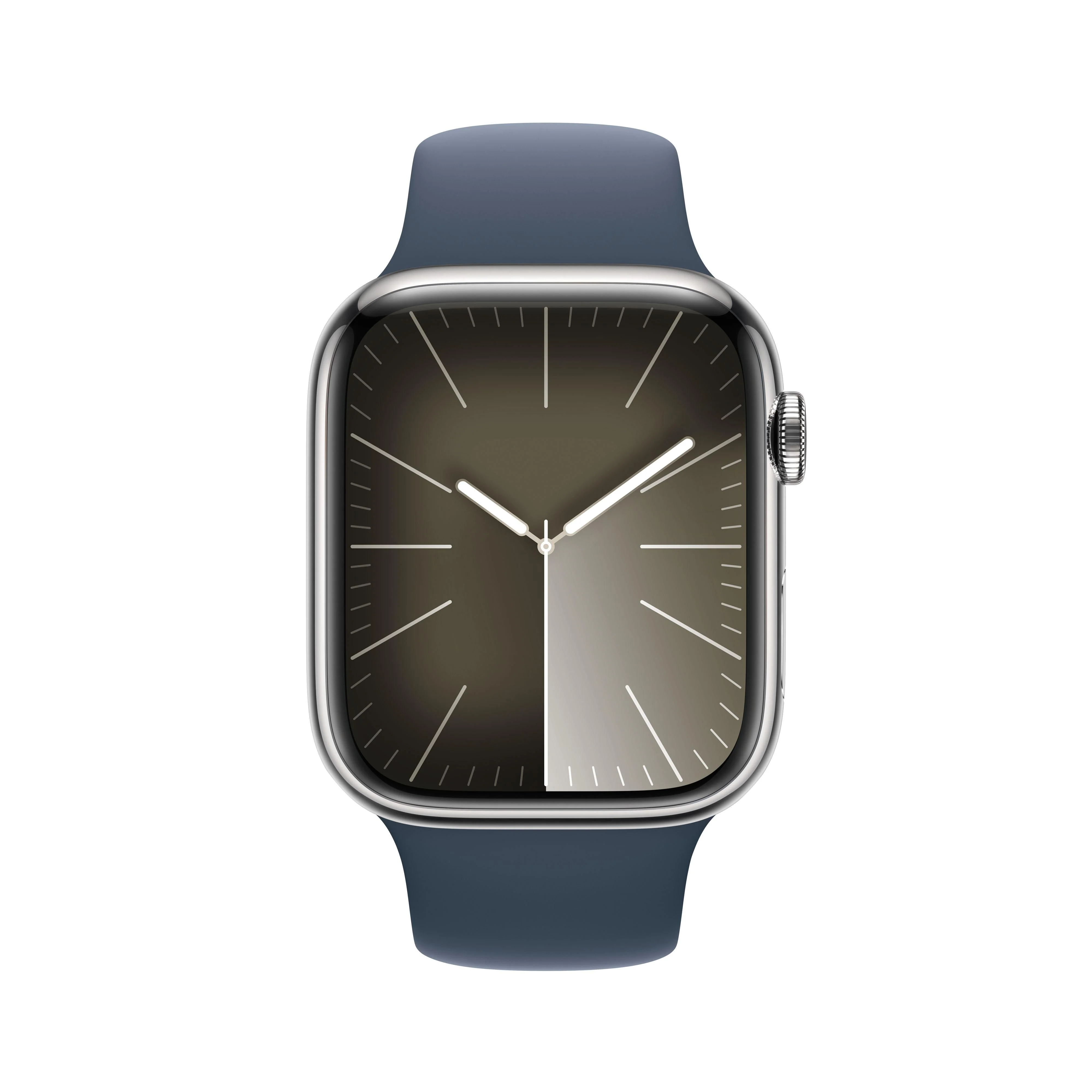 Apple Watch Series 9 GPS + Cellular 45mm Silver Stainless Steel Case with Storm Blue Sport Band - M/L - Image 2