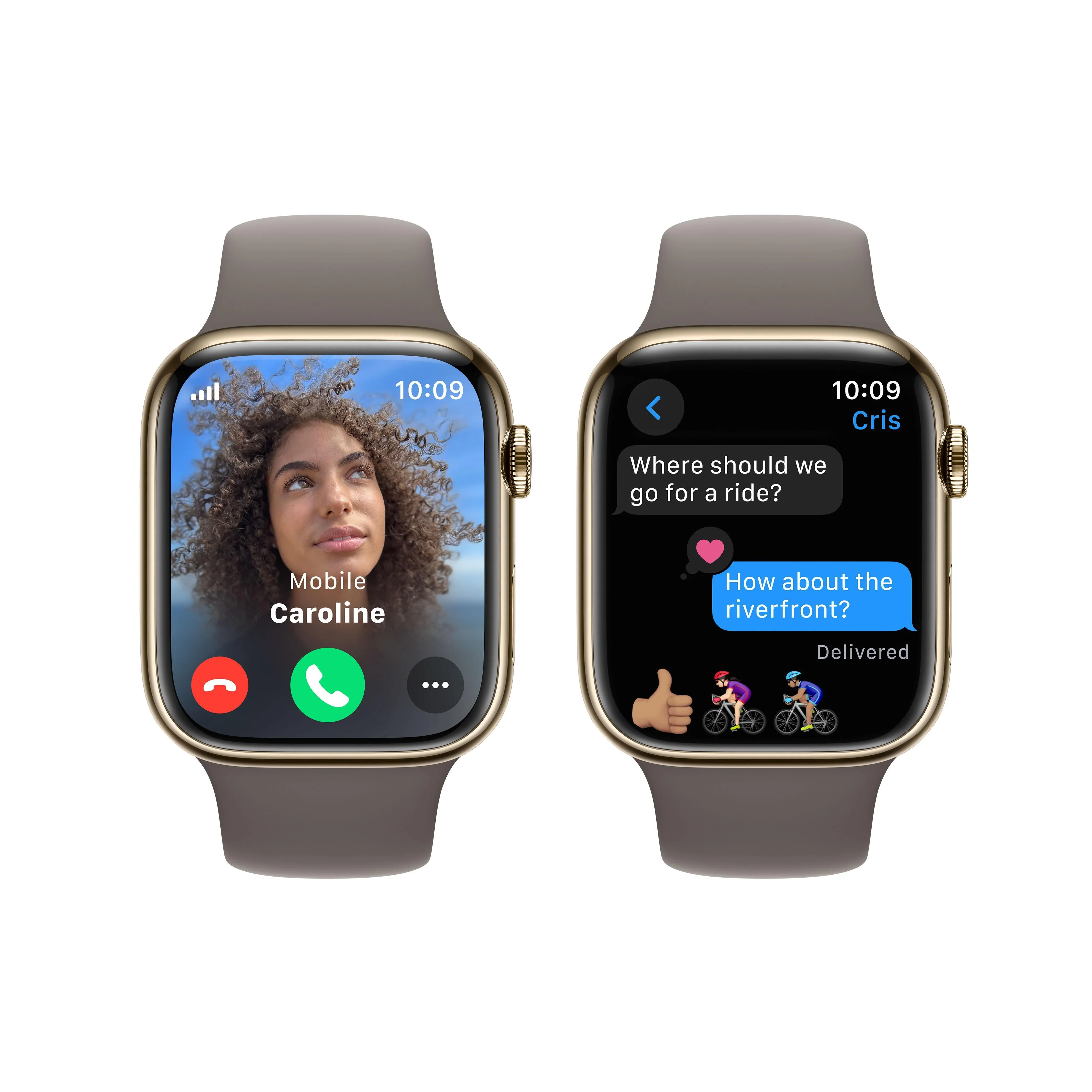 Apple Watch Series 9 GPS + Cellular 45mm Gold Stainless Steel Case with Clay Sport Band - S/M - Image 6