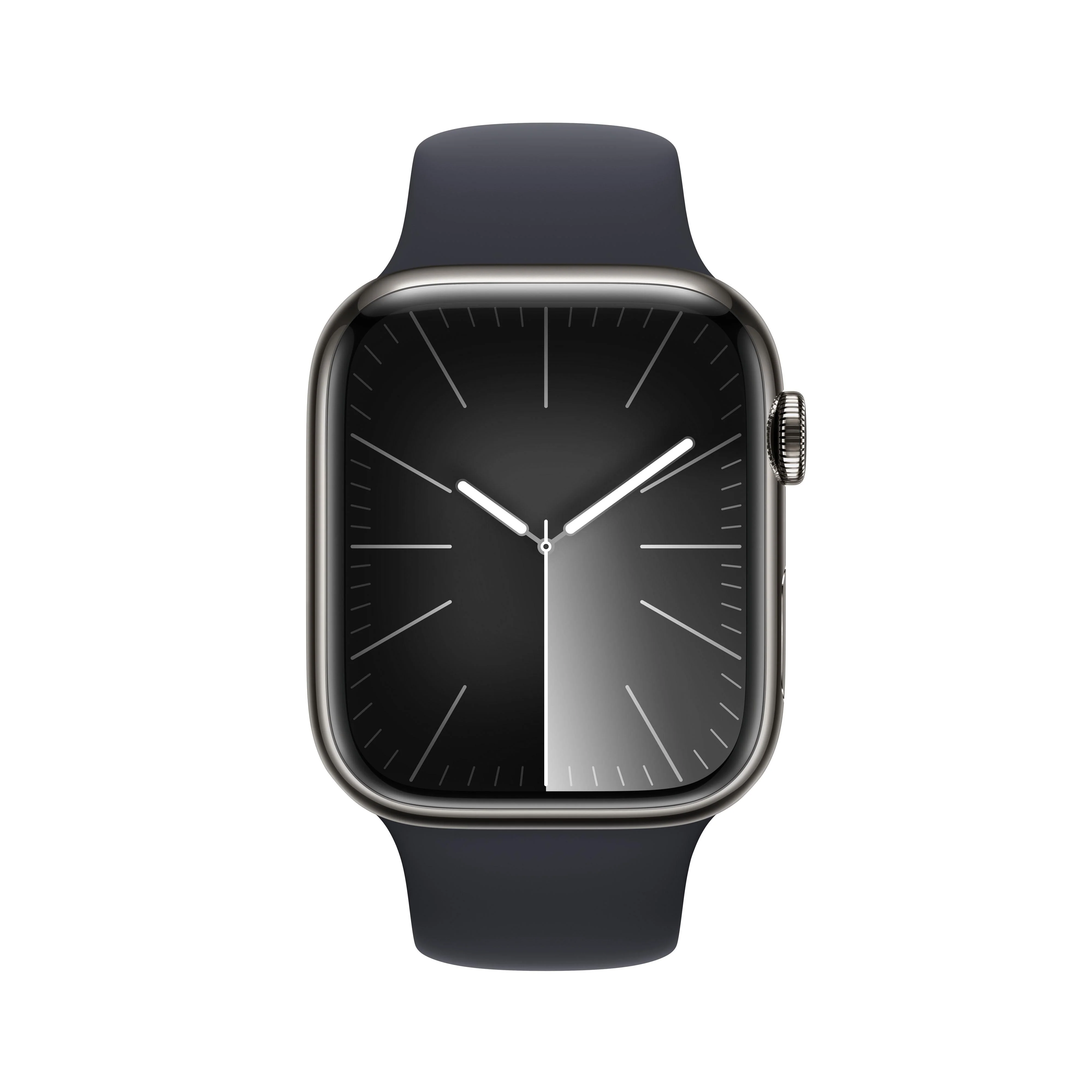 Apple Watch Series 9 GPS + Cellular 45mm Graphite Stainless Steel Case with Midnight Sport Band - S/M - Image 2