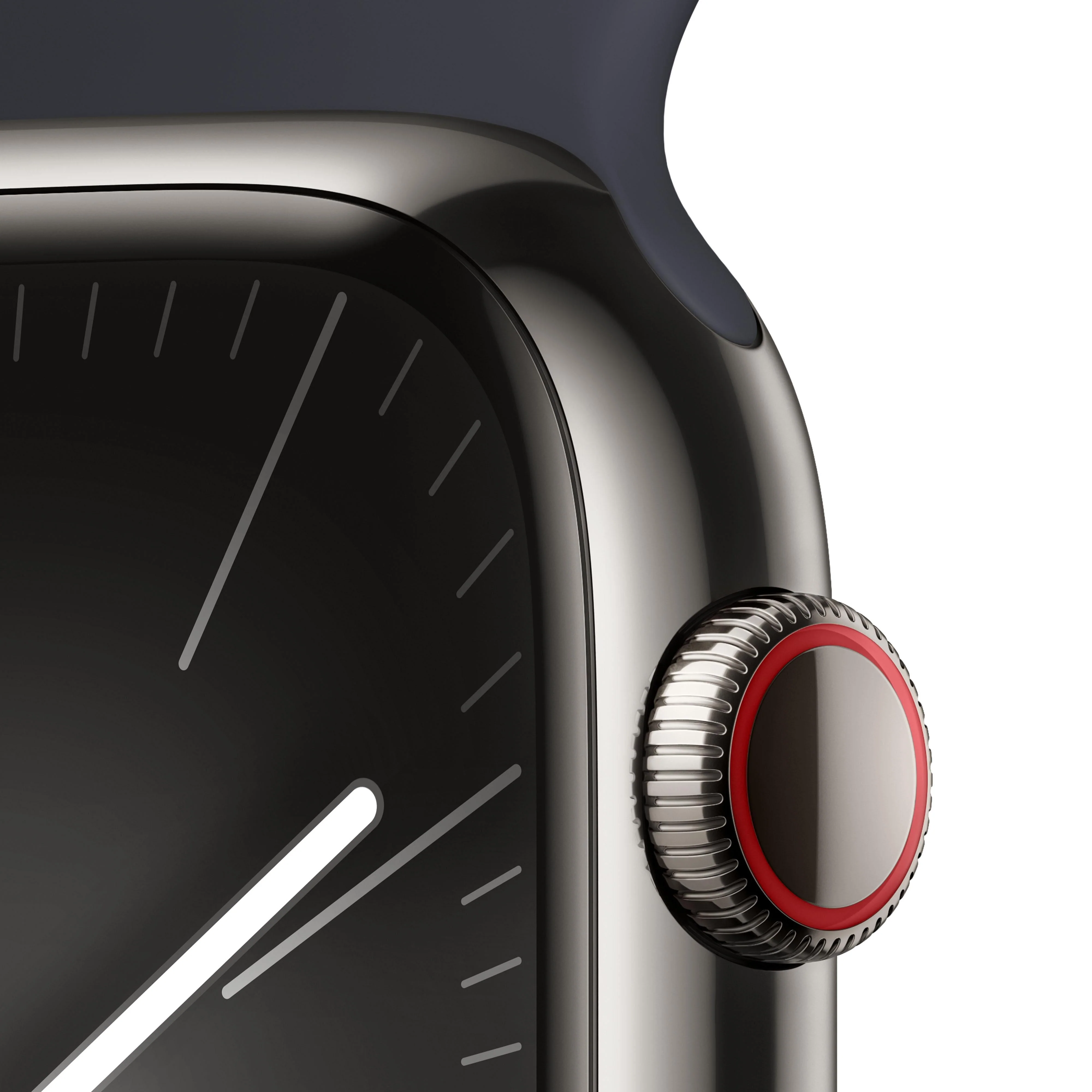 Apple Watch Series 9 GPS + Cellular 45mm Graphite Stainless Steel Case with Midnight Sport Band - S/M - Image 3