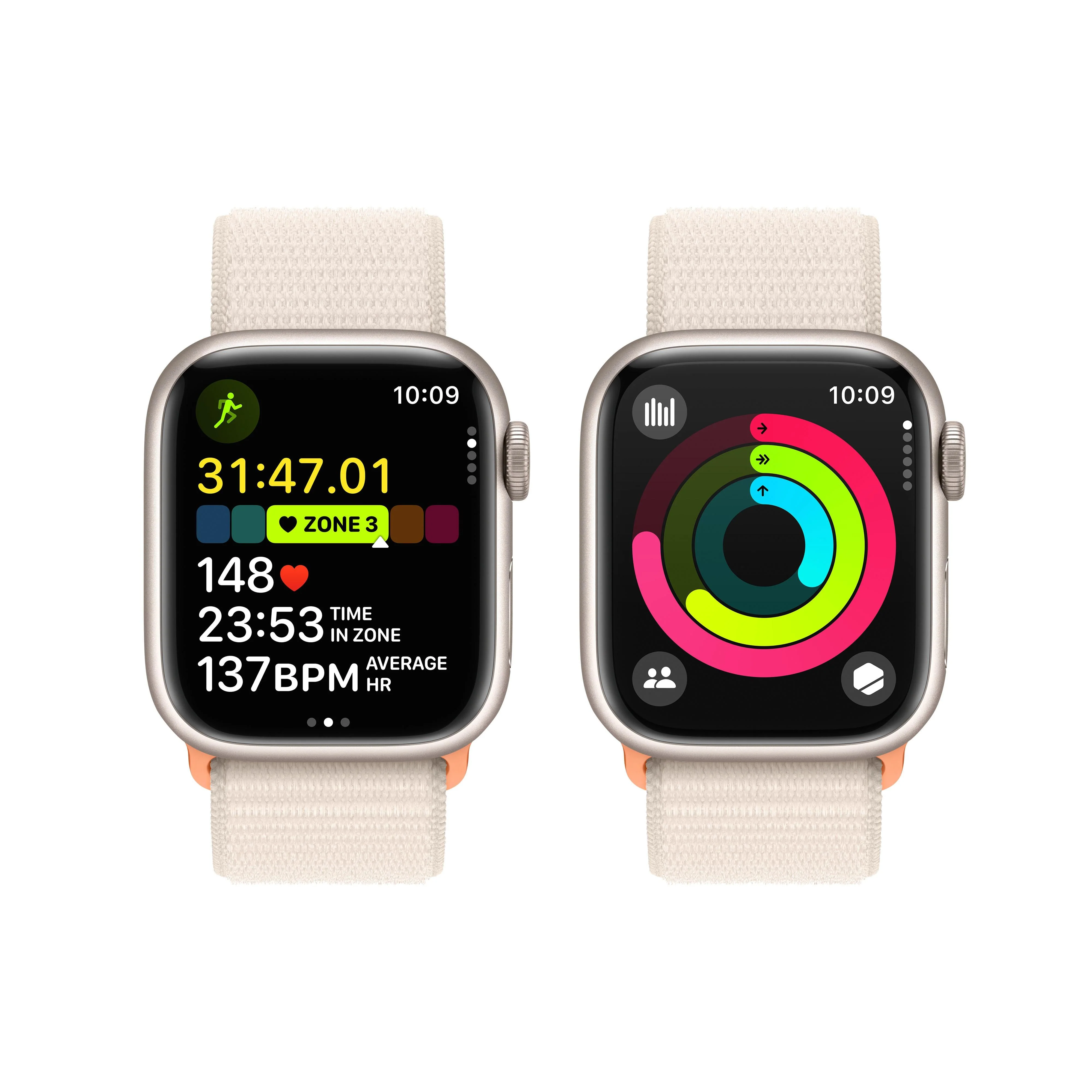 Apple Watch Series 9 GPS 41mm Starlight Aluminium Case with Starlight Sport Loop - Image 8