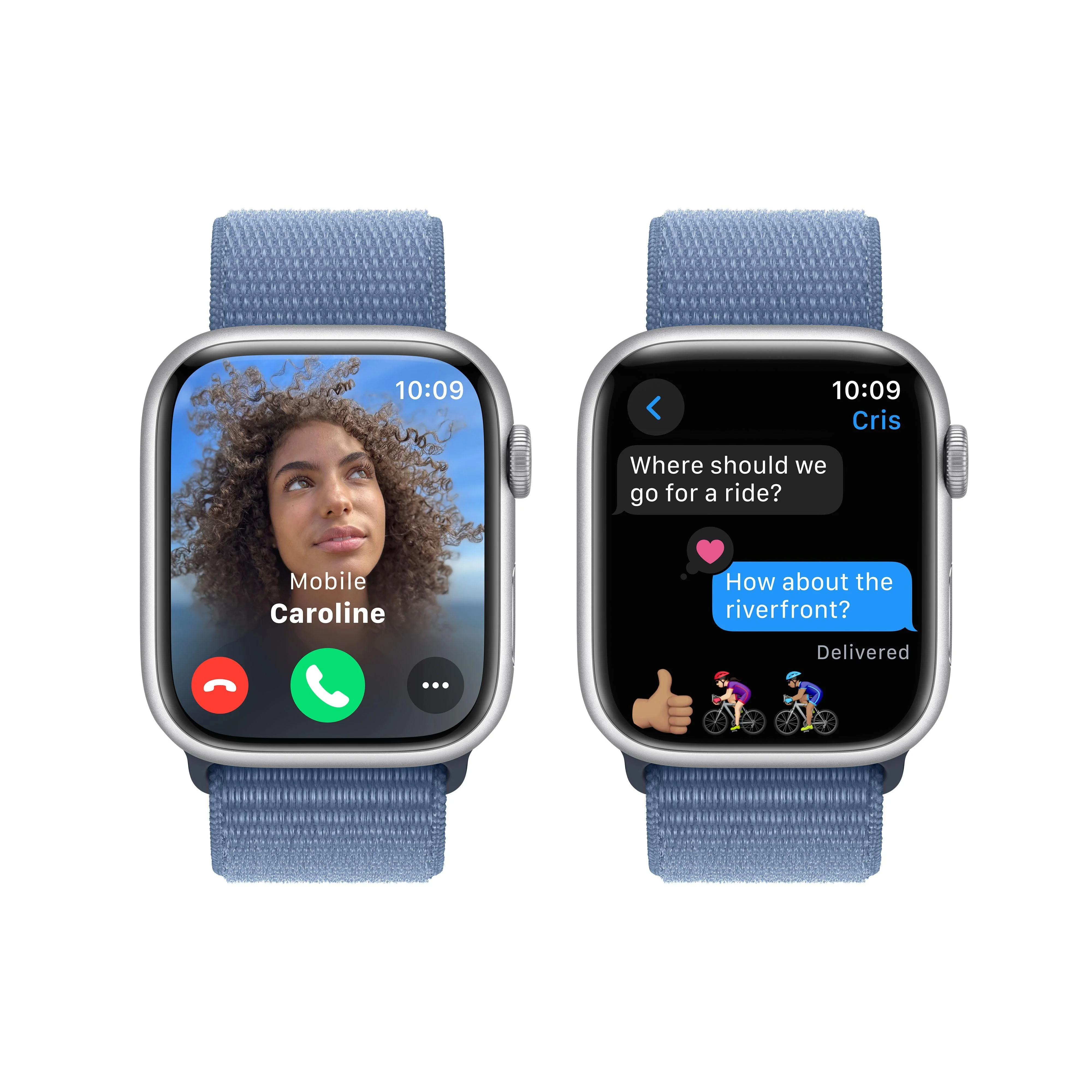 Apple Watch Series 9 GPS 45mm Silver Aluminium Case with Winter Blue Sport Loop - Image 6