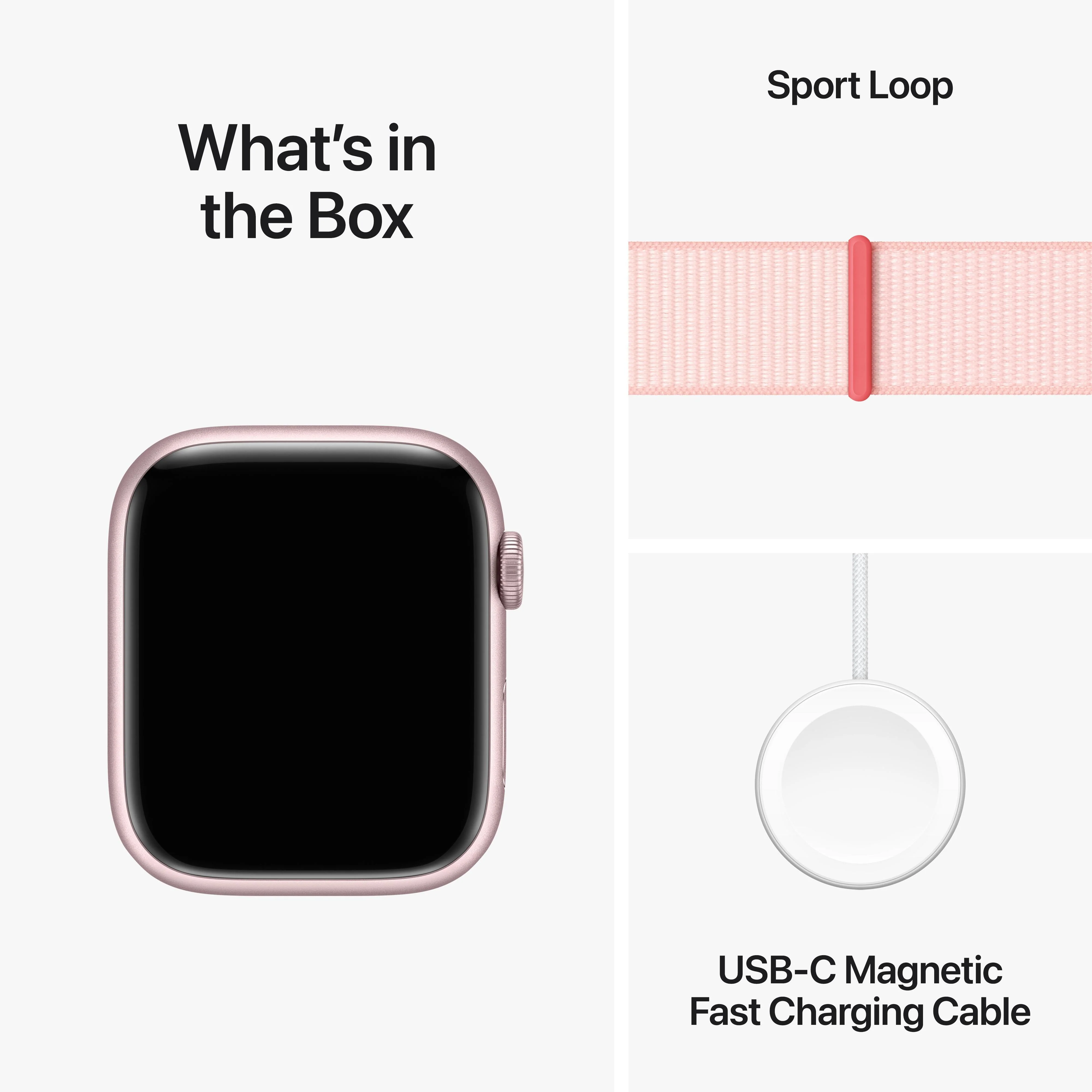 Apple Watch Series 9 GPS 45mm Pink Aluminium Case with Light Pink Sport Loop - Image 10