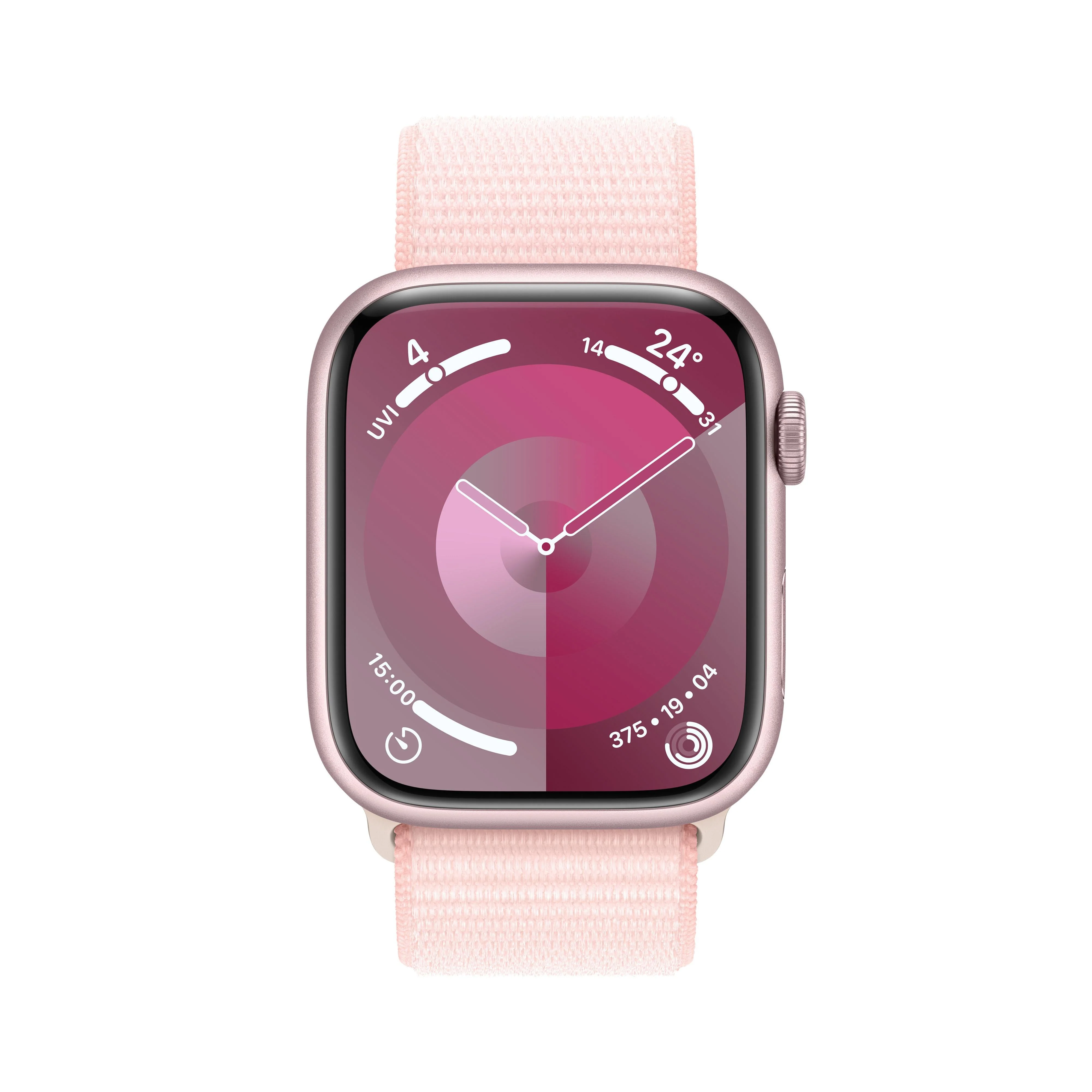 Apple Watch Series 9 GPS 45mm Pink Aluminium Case with Light Pink Sport Loop - Image 2