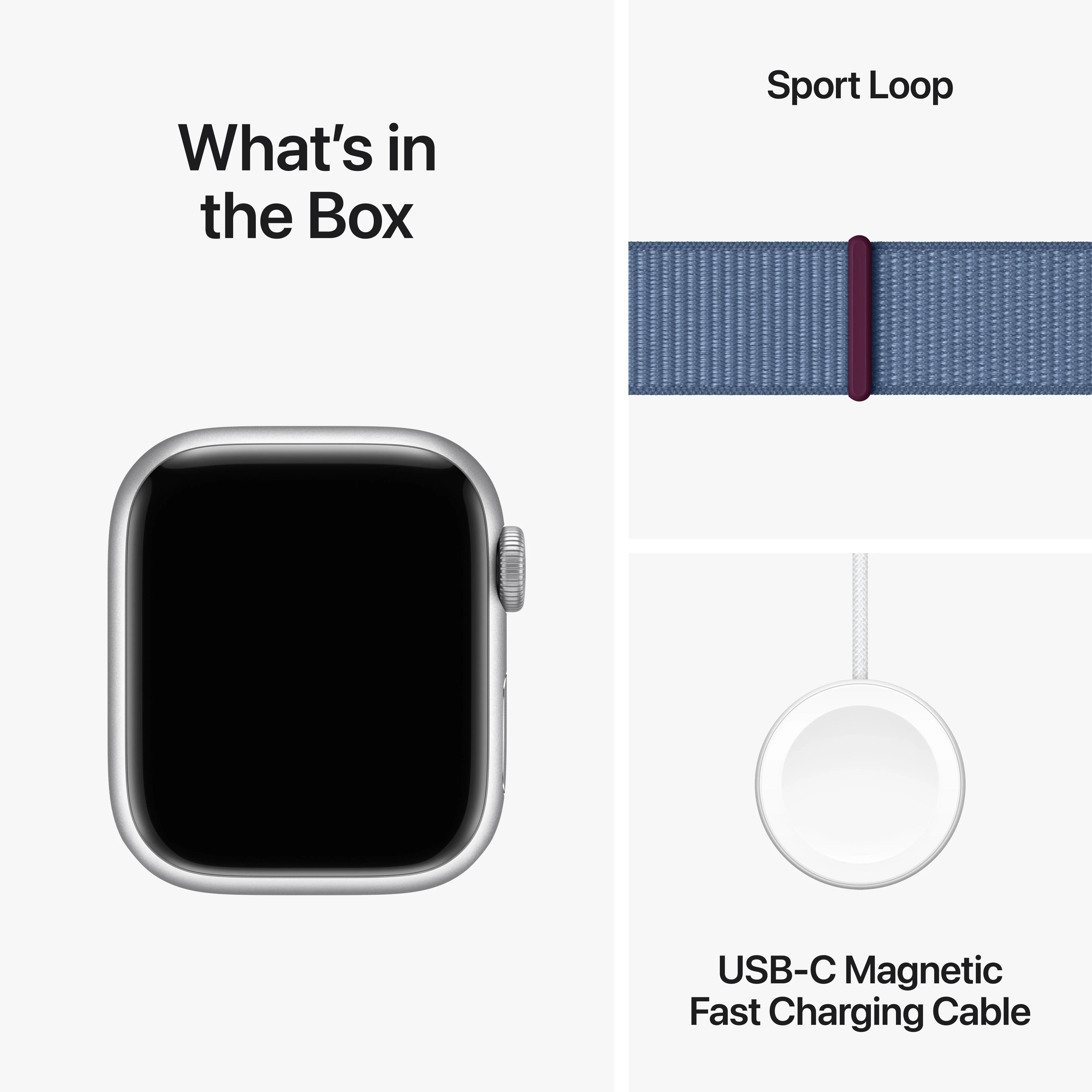 Apple Watch Series 9 GPS + Cellular 41mm Silver Aluminium Case with Winter Blue Sport Loop - Image 10