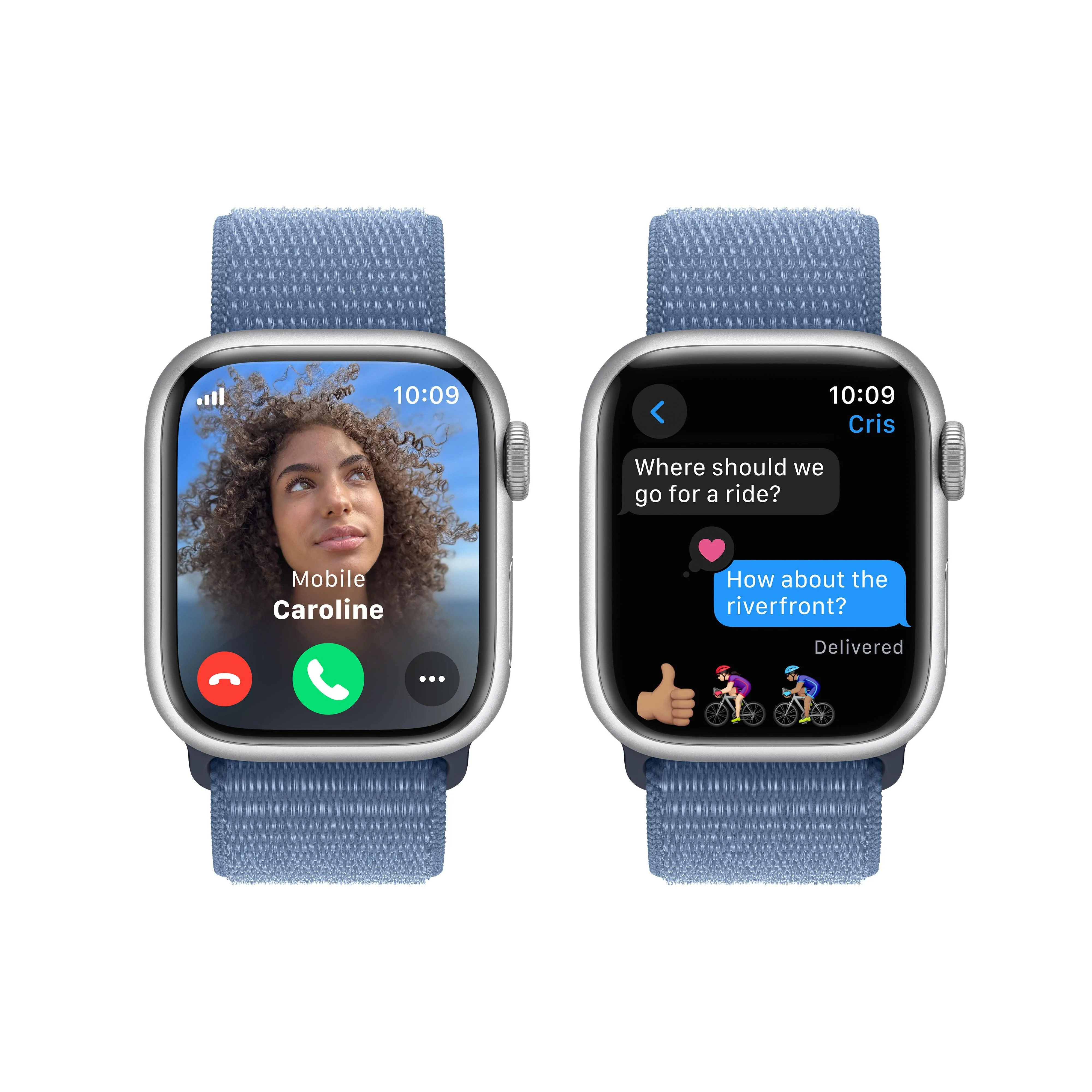 Apple Watch Series 9 GPS + Cellular 41mm Silver Aluminium Case with Winter Blue Sport Loop - Image 6