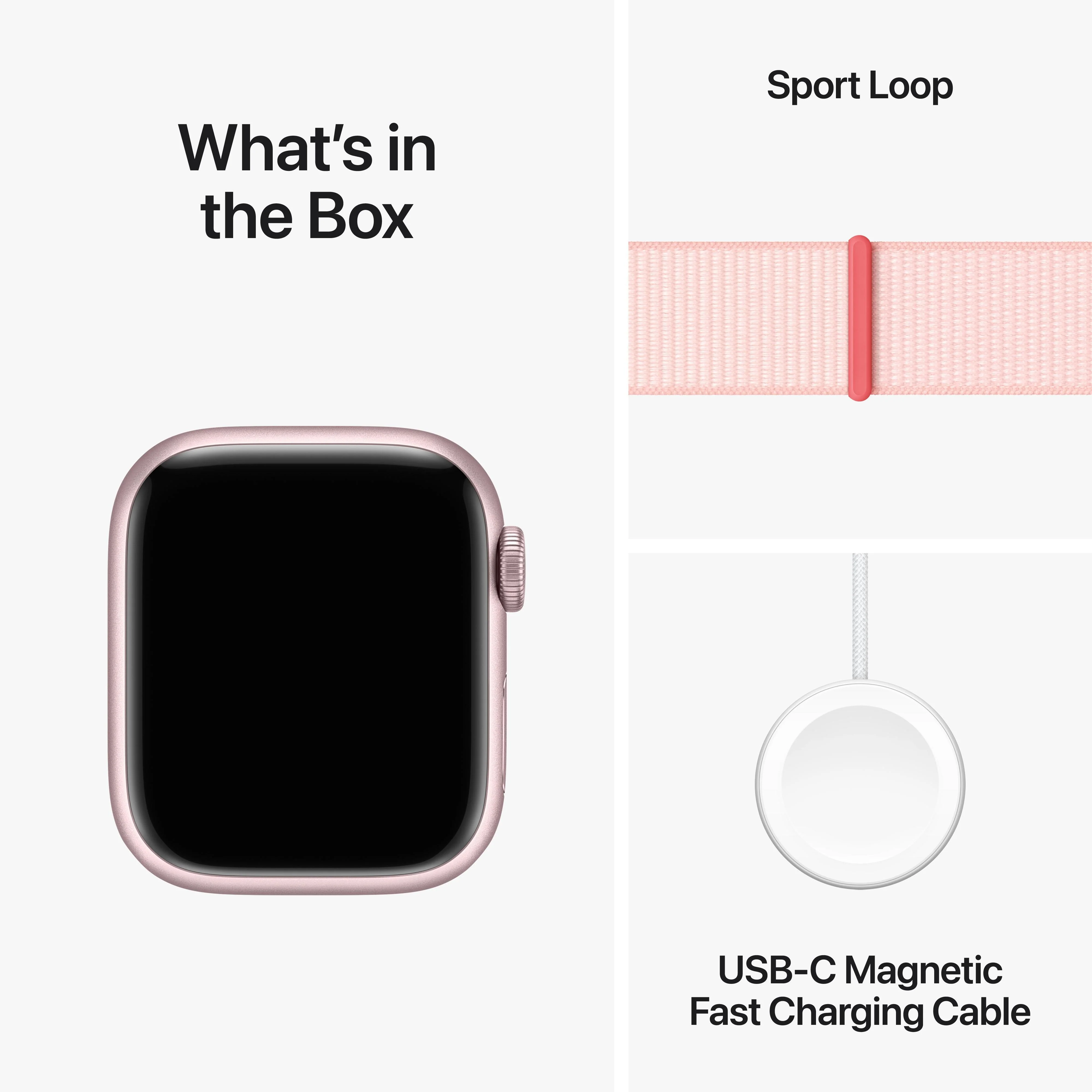 Apple Watch Series 9 GPS + Cellular 41mm Pink Aluminium Case with Light Pink Sport Loop - Image 10