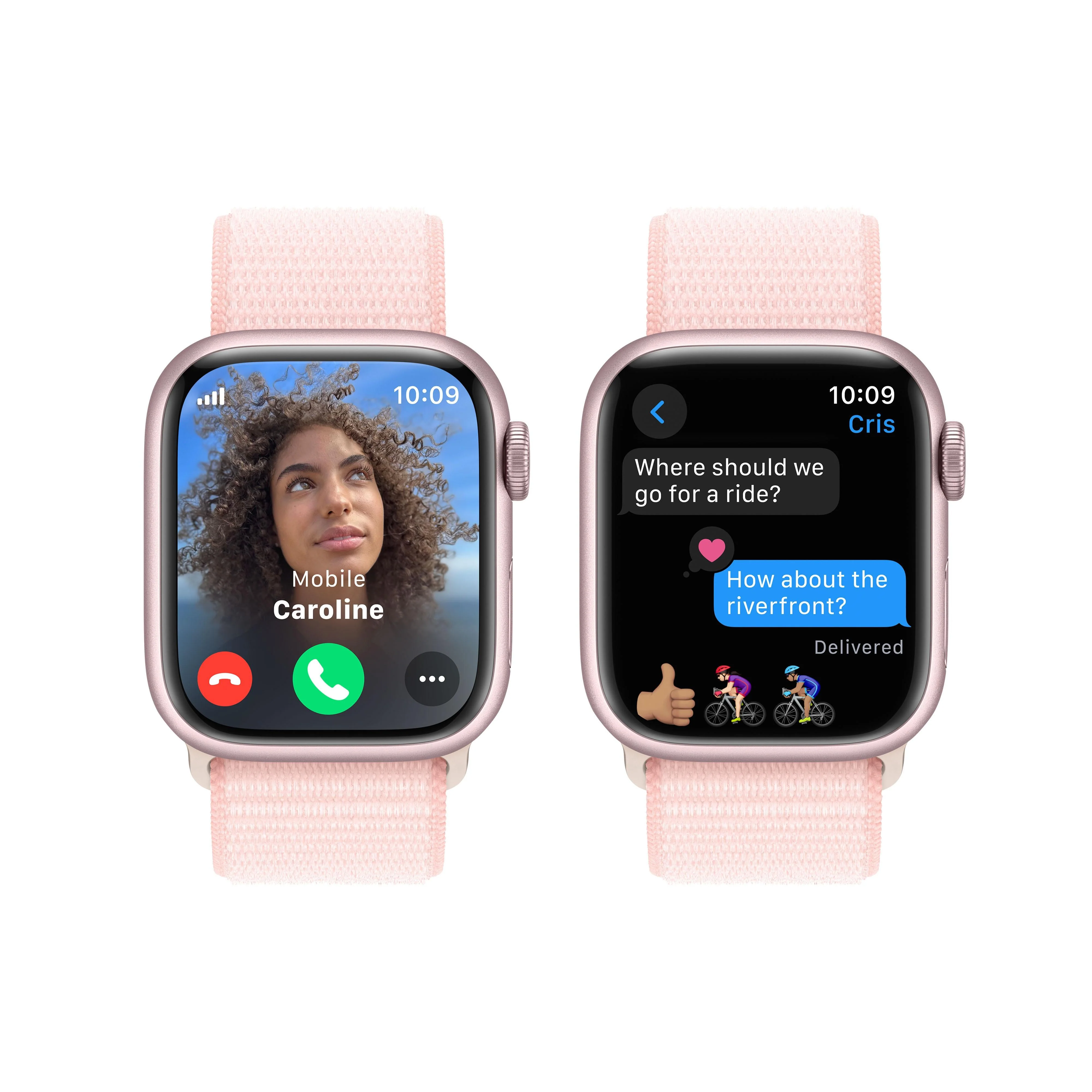 Apple Watch Series 9 GPS + Cellular 41mm Pink Aluminium Case with Light Pink Sport Loop - Image 6