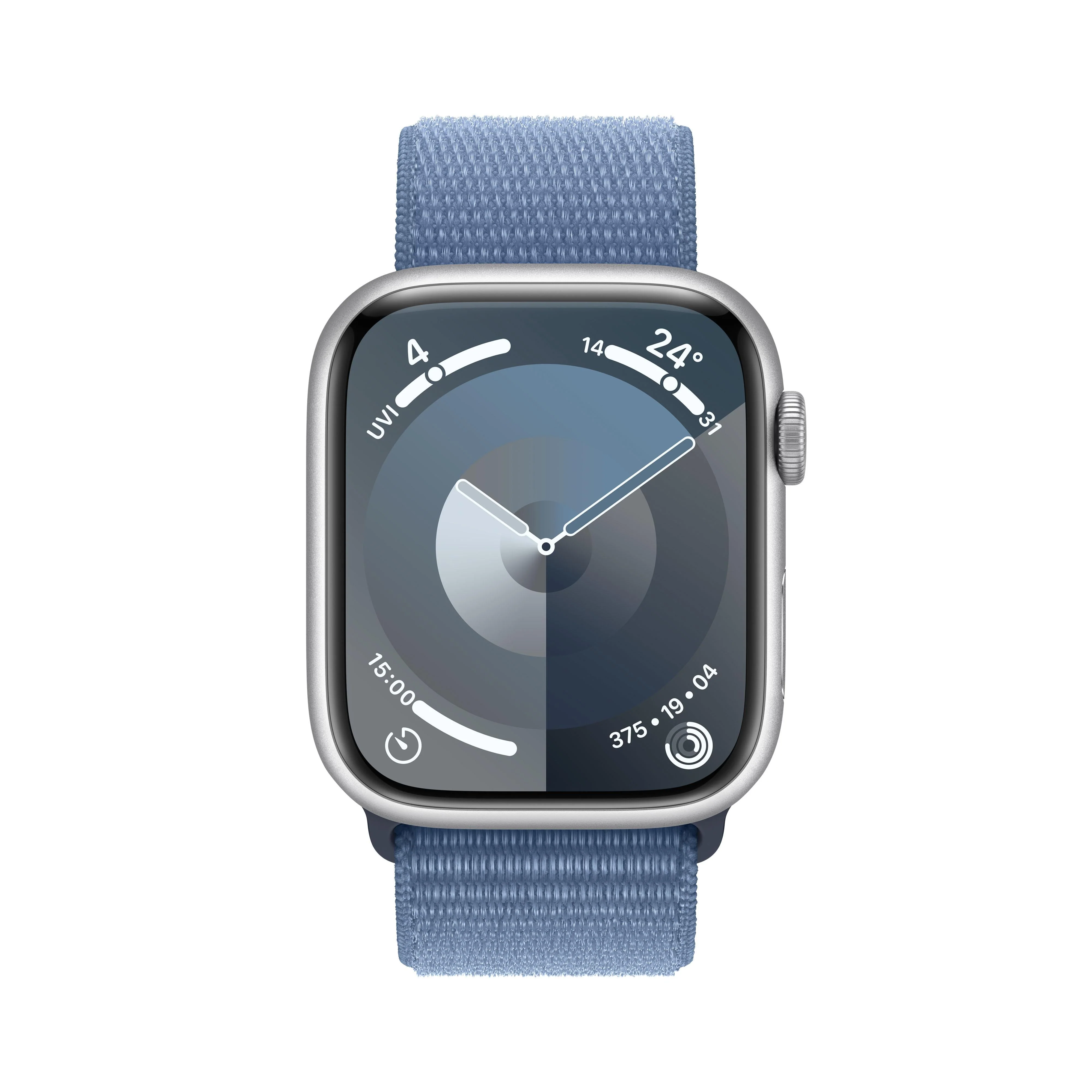 Apple Watch Series 9 GPS + Cellular 45mm Silver Aluminium Case with Winter Blue Sport Loop - Image 2