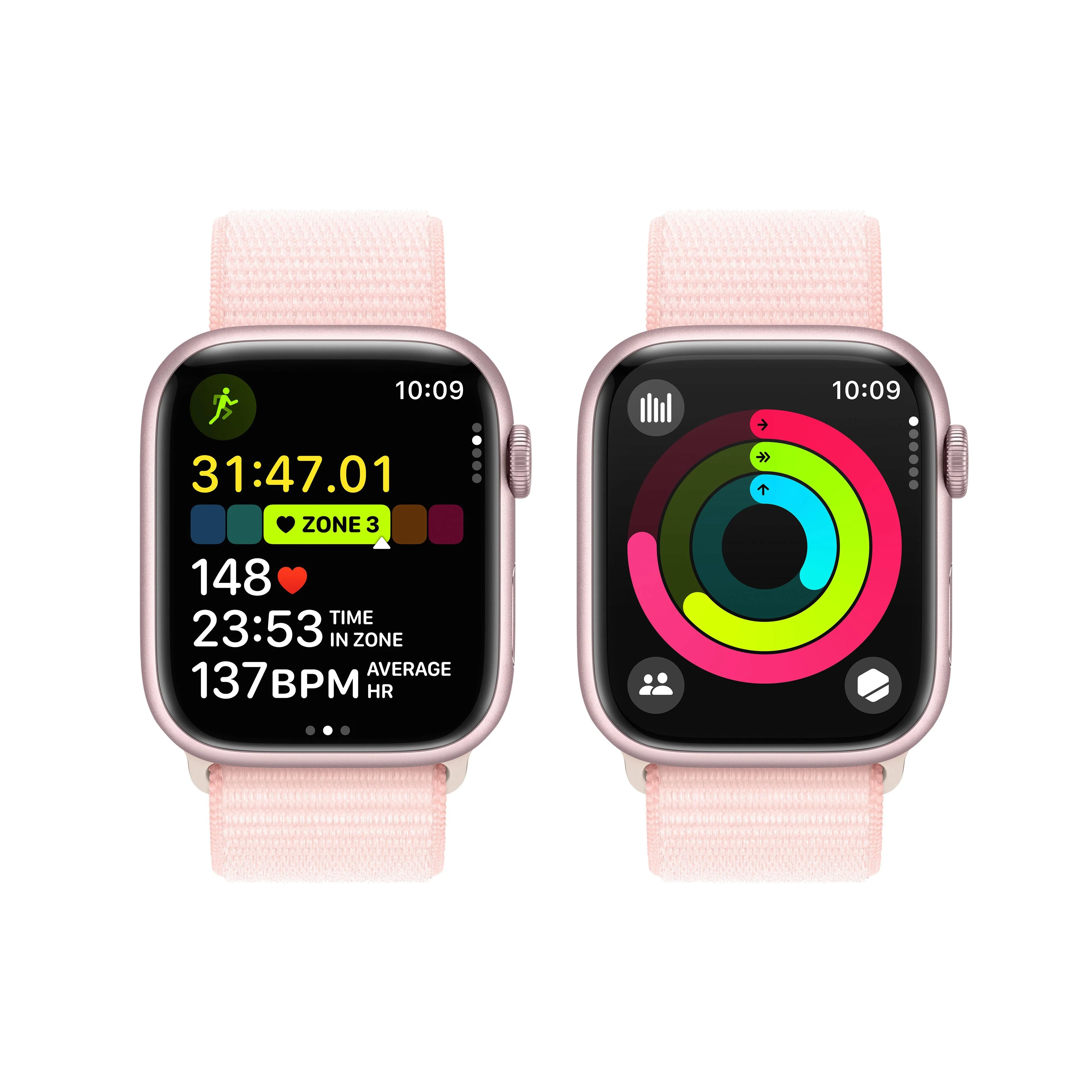 Apple Watch Series 9 GPS + Cellular 45mm Pink Aluminium Case with Light Pink Sport Loop - Image 8