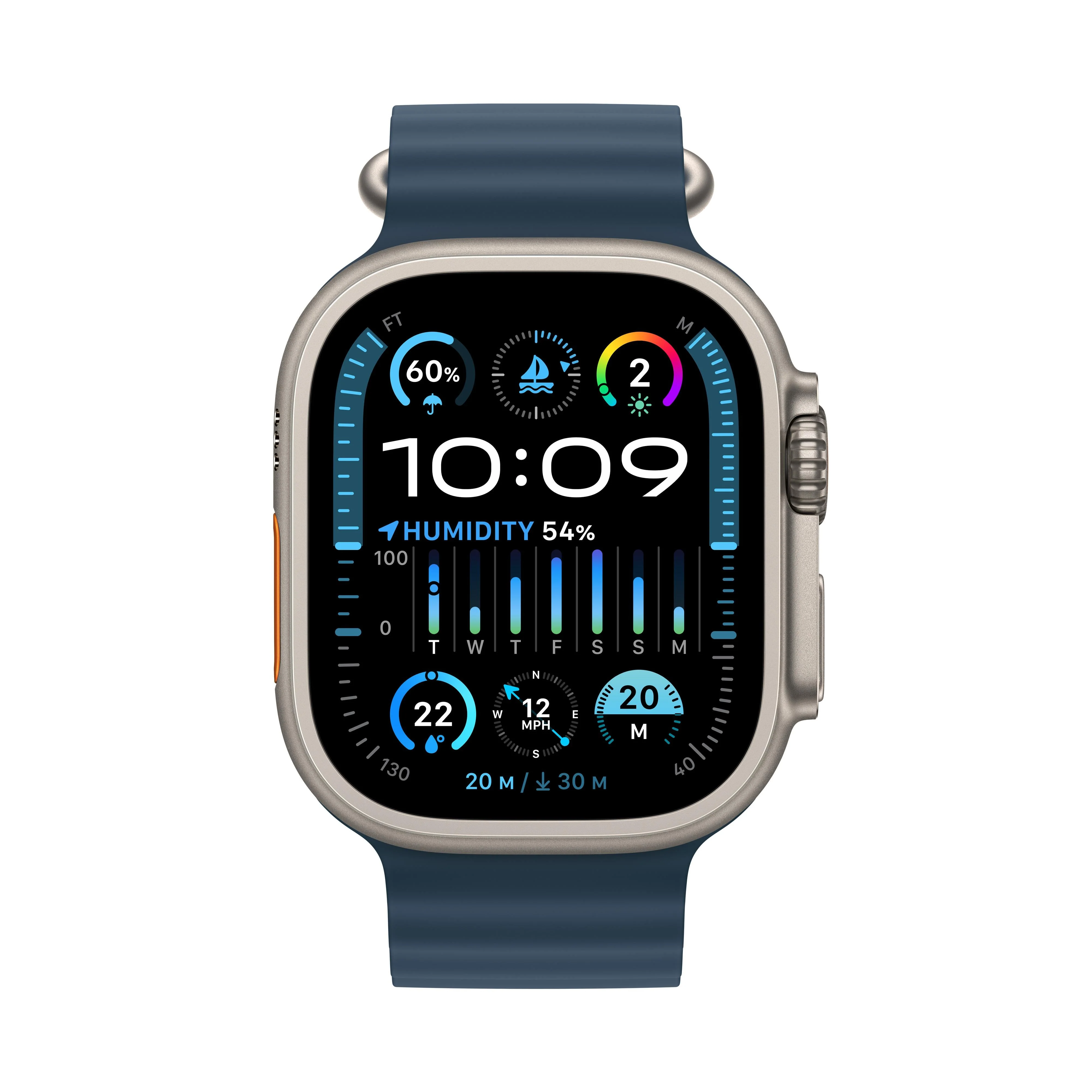 Apple Watch Ultra 2 GPS + Cellular 49mm Titanium Case with Blue Ocean Band - Image 2