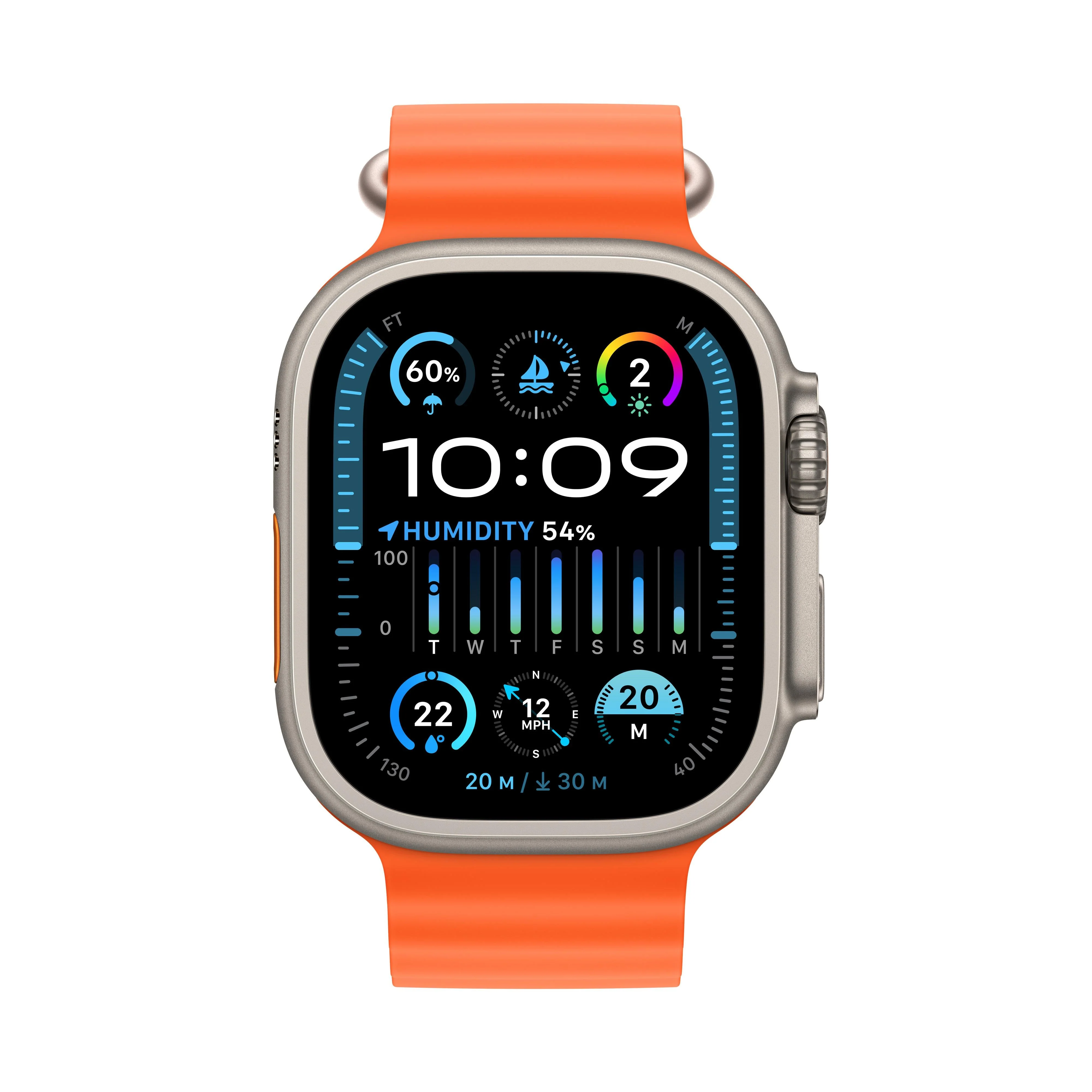 Apple Watch Ultra 2 GPS + Cellular 49mm Titanium Case with Orange Ocean Band - Image 2