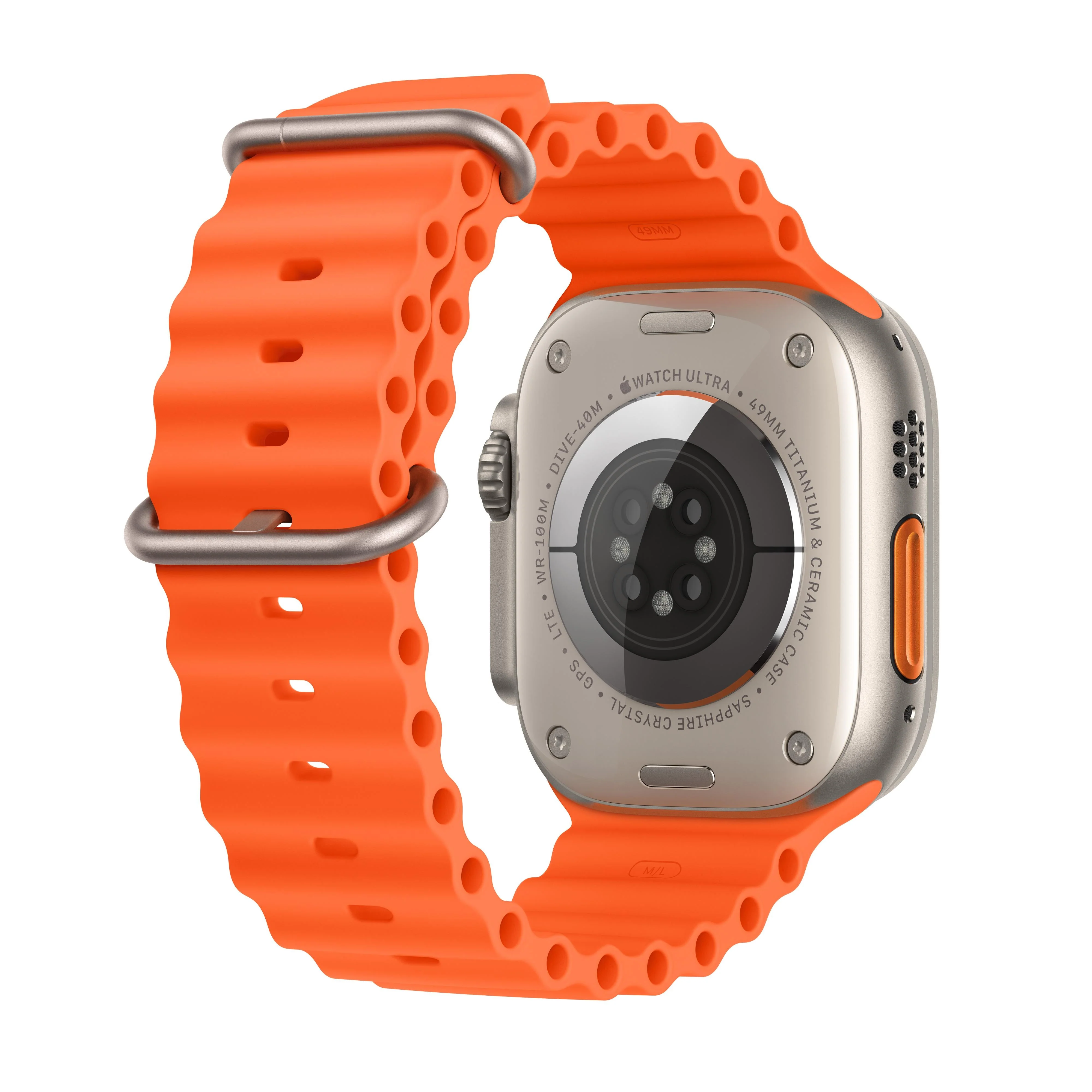 Apple Watch Ultra 2 GPS + Cellular 49mm Titanium Case with Orange Ocean Band - Image 3