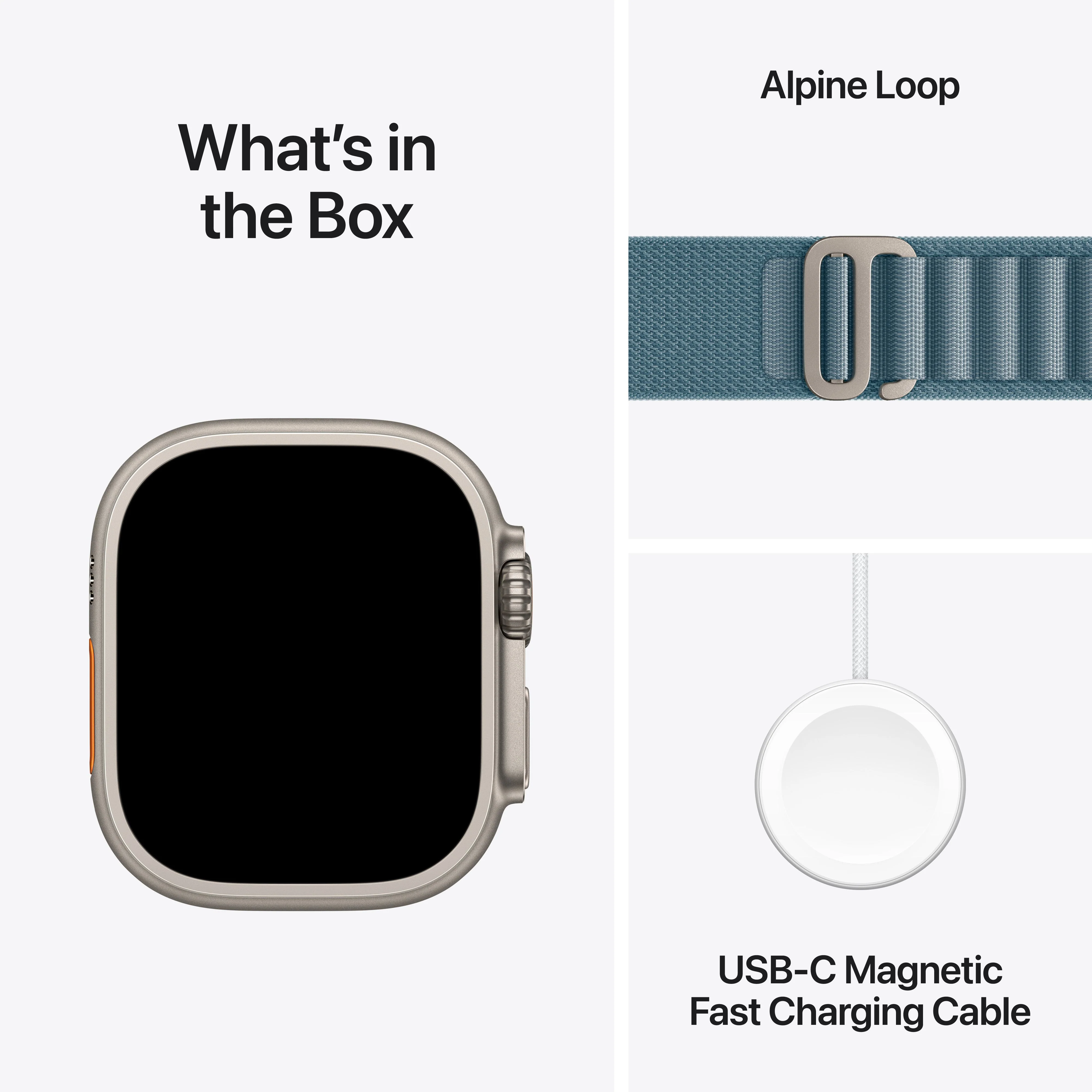 Apple Watch Ultra 3 GPS + Cellular 49mm Natural Titanium Case with Light Blue Alpine Loop - Small - Image 7