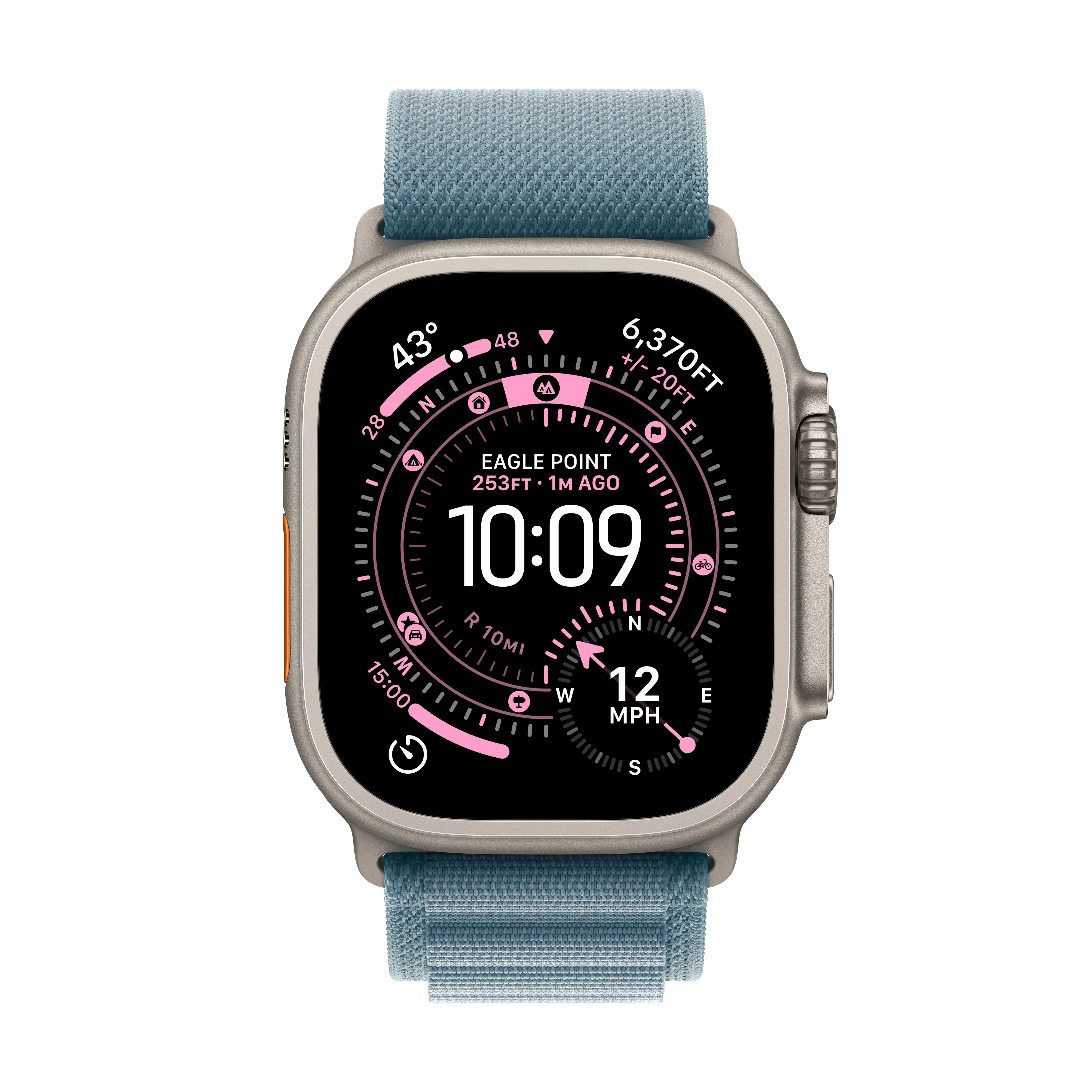 Apple Watch Ultra 3 GPS + Cellular 49mm Natural Titanium Case with Light Blue Alpine Loop - Large - Image 2