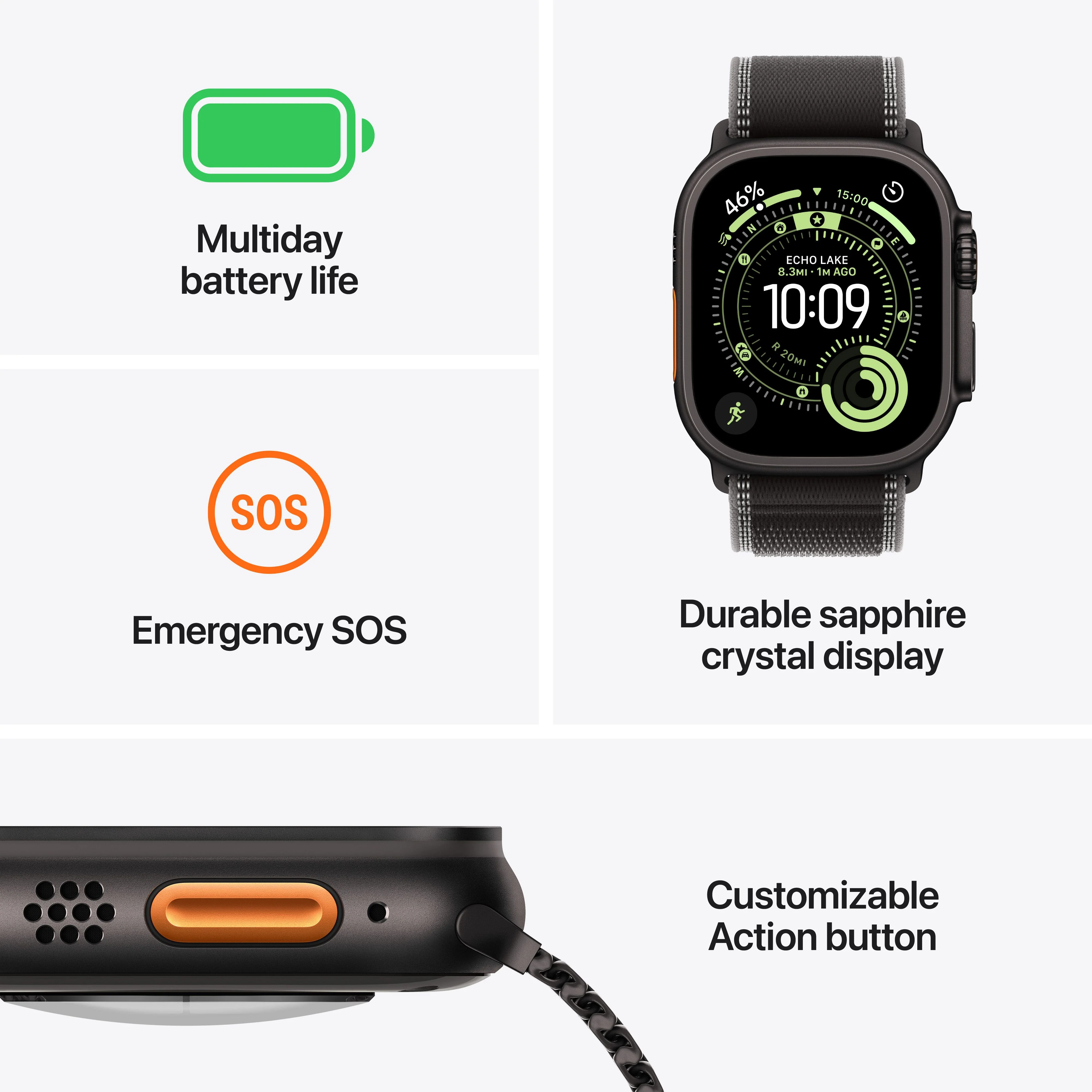 Apple Watch Ultra 3 GPS + Cellular 49mm Black Titanium Case with Black Alpine Loop - Medium - Image 3