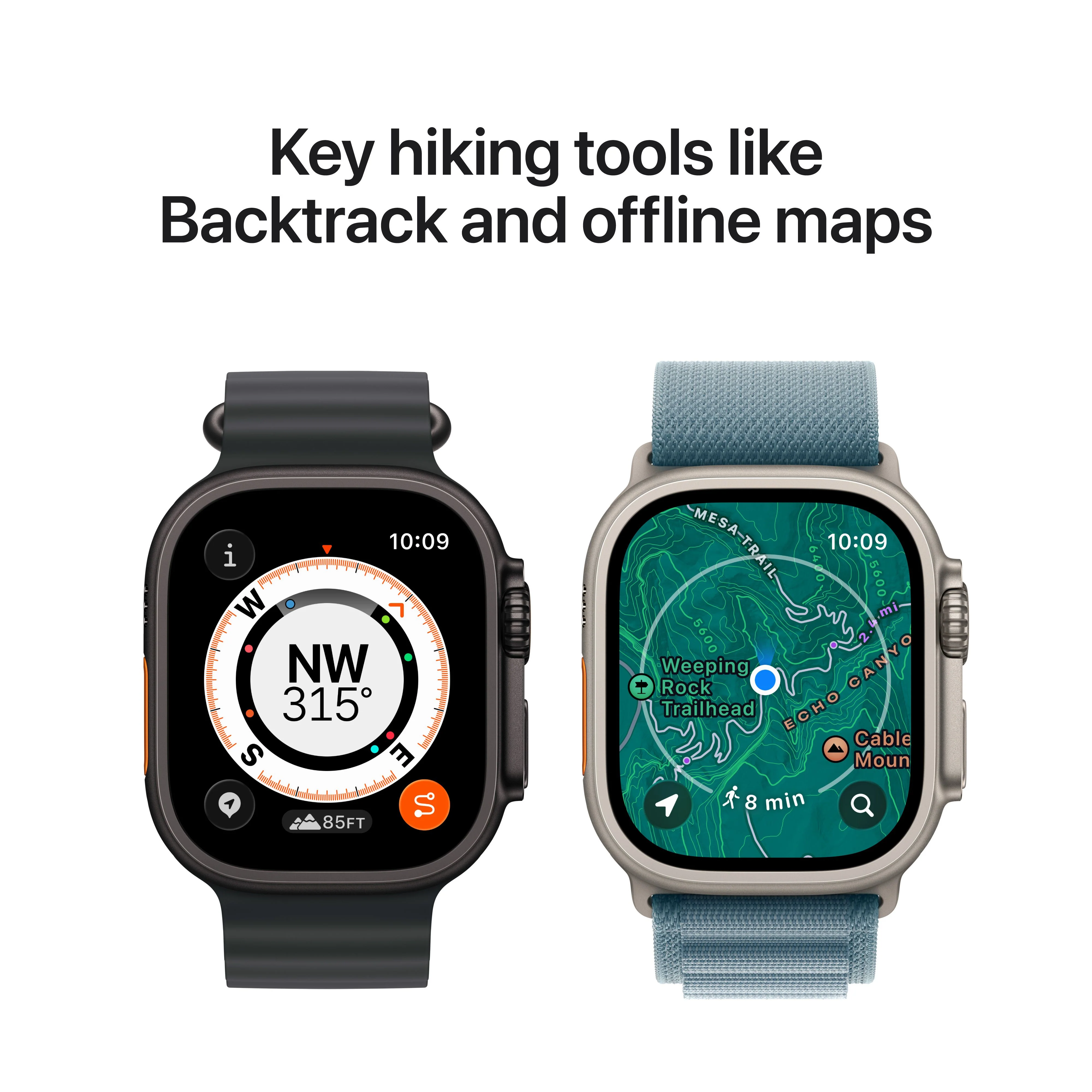 Apple Watch Ultra 3 GPS + Cellular 49mm Natural Titanium Case with Blue/Bright Blue Trail Loop - S/M - Image 5