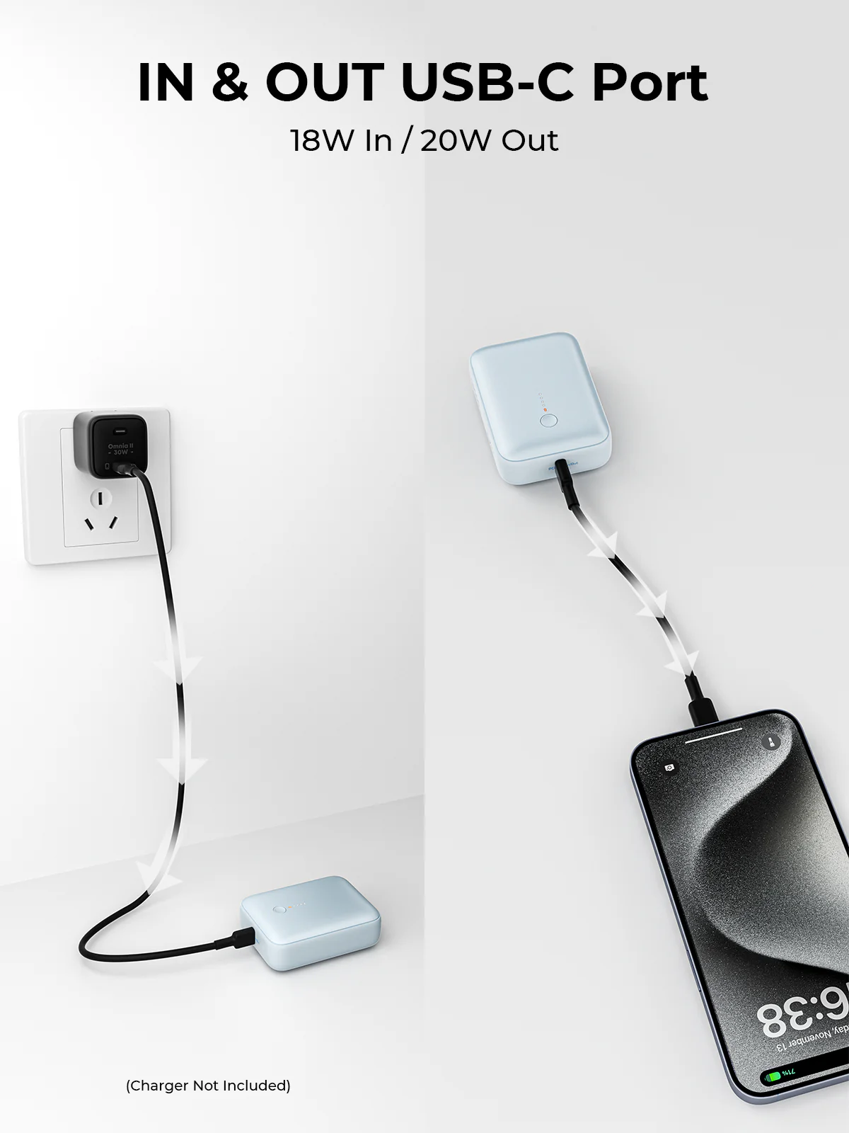 Aukey PB-Y55 22.5W Powerbank 10,000mAh (Blue) - Image 3
