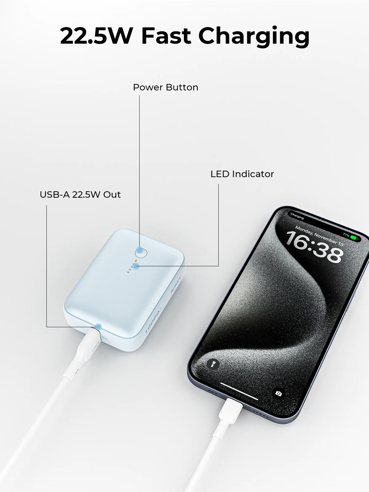 Aukey PB-Y55 22.5W Powerbank 10,000mAh (Blue) - Image 8