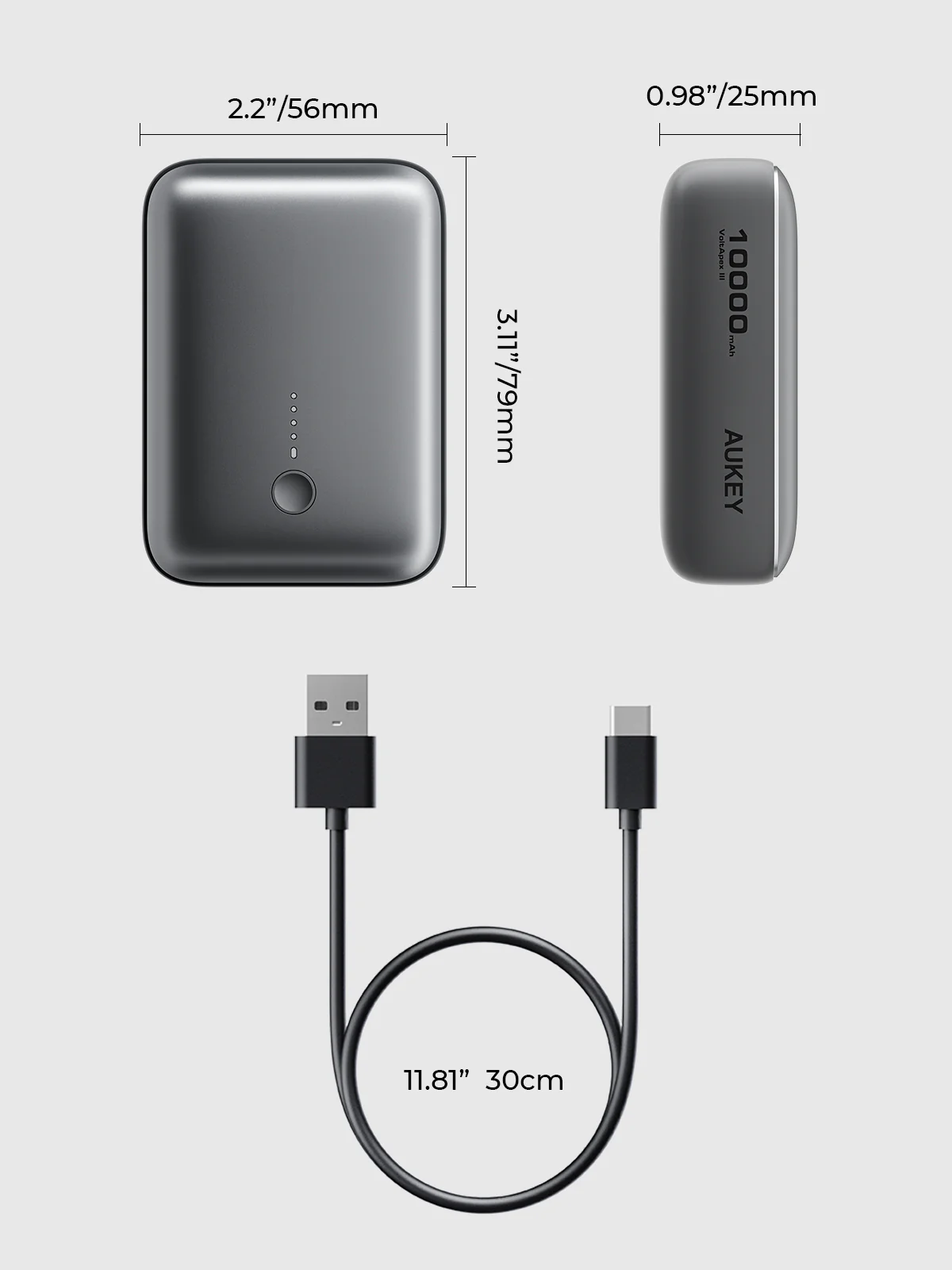Aukey PB-Y55 22.5W Powerbank 10,000mAh (Grey) - Image 9