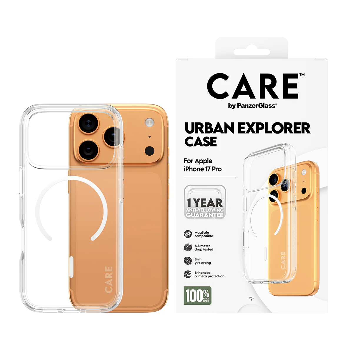 CARE by PanzerGlass® Flagship Case Transparent Urban Explorer with White MagSafe iPhone 17 Pro - Image 3