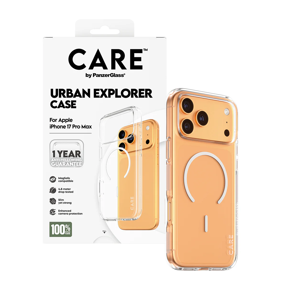 CARE by PanzerGlass® Flagship Case Transparent Urban Explorer with White MagSafe iPhone 17 Pro Max - Image 5