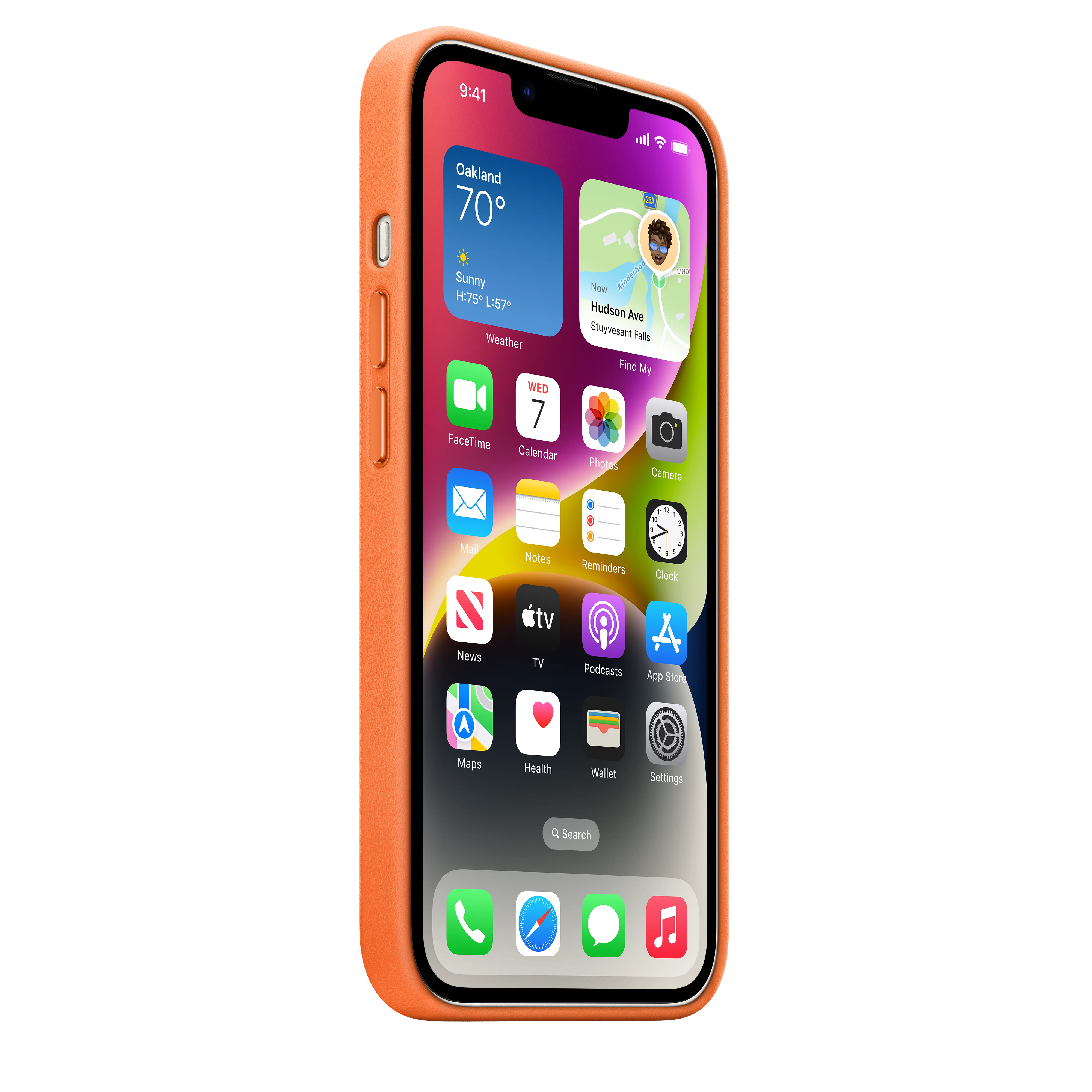 iPhone 14 Leather Case with MagSafe - Orange - Image 7